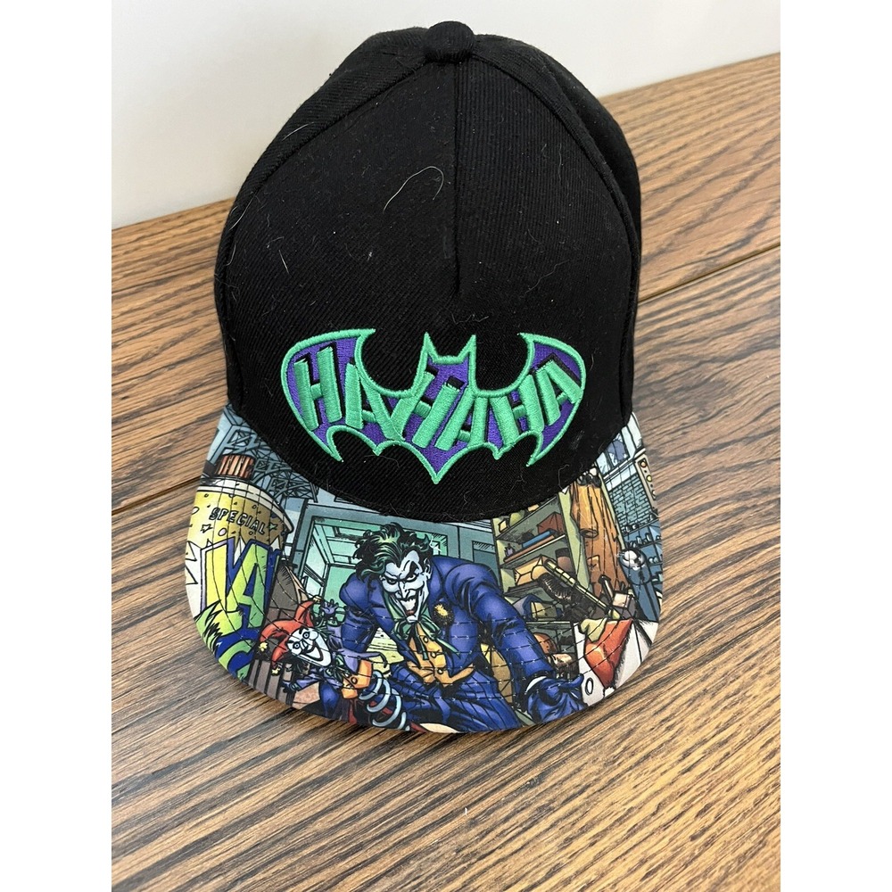 KER Snapback Hat Joker Graphic‎ "HaHaHa" Comic Brim Adjustable Cap Black